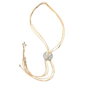 Chic Gold and Silver Necklace with Coral Detail
